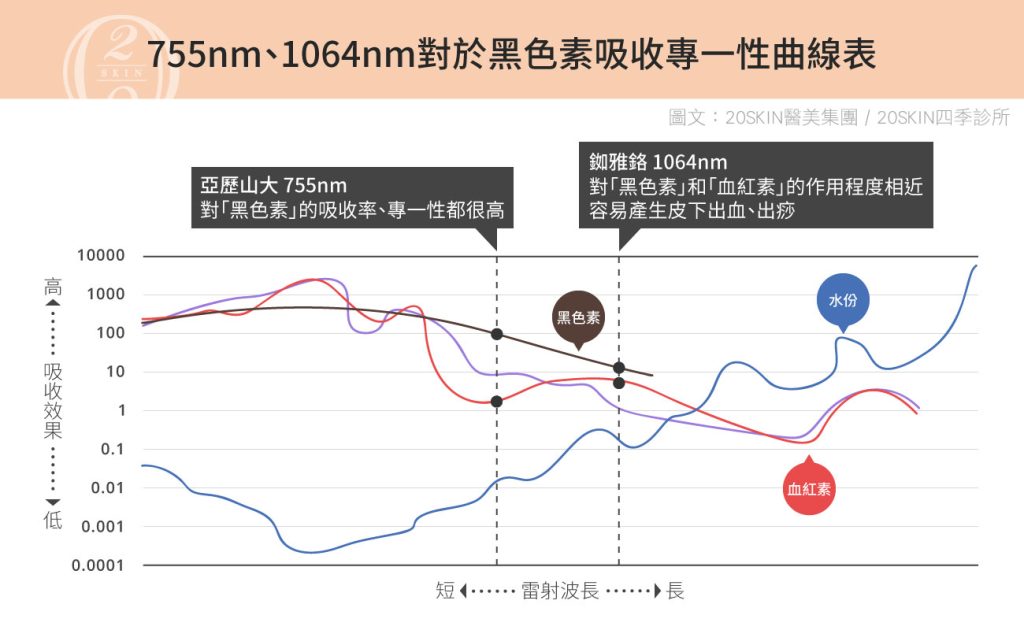 黑色素吸收專一性曲線表